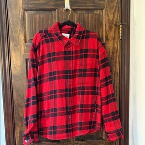 Goodfellow & Co Red and Black Plaid Button-Down Shirt